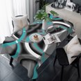 thumbnail image 1 of Turquoise Geometric Table Cloth Waterproof Tablecloths, Grey Classic Abstract Lines Striped Tablecloth Dining Table Cover for Kitchen Party Tabletop Outdoor, Rectangle Tablecloth 54x108 Inch, 1 of 9