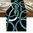 thumbnail image 1 of Turquoise Geometric Table Runner - 108 Inch Long, Kitchen Dining Table Runner Dresser Scarves, Modern Abstract Aesthetic Striped Art Farmhouse Decor for Coffee Tables Wedding Party Banquet, 1 of 8
