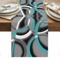 thumbnail image 1 of Turquoise Geometric Table Runner - 70 Inch Long, Kitchen Dining Table Runner Dresser Scarves, Grey Classic Abstract Lines Striped Farmhouse Decor for Coffee Tables Wedding Party Banquet, 1 of 8