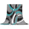 thumbnail image 1 of Turquoise Geometric Throw Blanket for Couch, Soft Lightweight Flannel Fleece Blanket, Grey Classic Abstract Lines Striped Microfiber Plush All Season Decorative Blankets Gifts for Sofa Bed 50"x60", 1 of 9