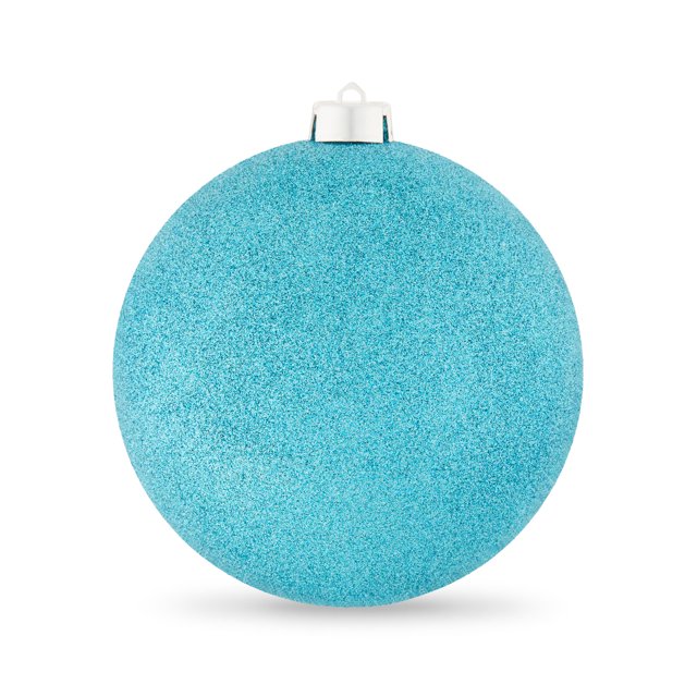 Turquoise Glitter 150mm Jumbo Shatterproof Christmas Ornament, 0.14 lb