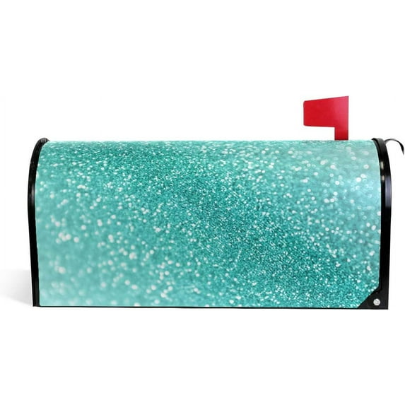 Turquoise Glitter Magnetic Mailbox Cover Standard Size for Garden Yard Outdoor Decorations-18 x 20.8"