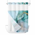 thumbnail image 1 of Turquoise Gold Marble No Hook Shower Curtain Waterproof, Bathroom Curtains with Snap in Liners and See Through Top Window, Abstract Teal Modern Geometric Hotel Style Bathtub Curtains Shower 72"Wx96"L, 1 of 8