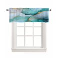 thumbnail image 1 of Turquoise Gold Marble Kitchen Valances for Windows Farmhouse Linen Window Valance Curtain for Living Room Window Treatment Modern Abstract Geometric Valance Rod Pocket Topper Drape, 42 x 18 Inch, 1 of 6