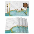 thumbnail image 1 of Turquoise Gold Marble Placemats Set of 8, Modern Abstract Marble Crack Texture Placemats for Dining Table, Place Mats for Kitchen Tabletop, Waterproof Wipeable Dining Table Mats Set, 1 of 9