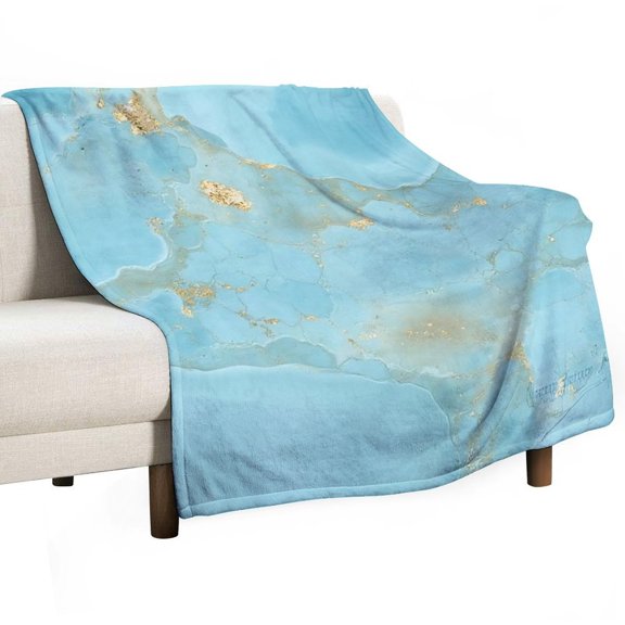 Turquoise Gold Marble Texture Throw Blanket Warm Microfiber Flannel Bedroom Decor Blankets For Beds