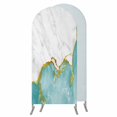 thumbnail image 1 of Turquoise Gold Marble Wedding Arch Cover,Stretchy Spandex Arch Backdrop Stand Covers 7.2 FT,Modern Abstract Marble Crack Texture Round Top Arched Backdrop Cover for Birthday Party Baby Shower, 1 of 9
