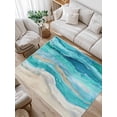 thumbnail image 1 of Turquoise Gradient Area Rug for Bedroom 3x5 Ft Abstract Beach Ocean Wave Oil Painting Super Soft fuzzy Throw Rug Non-Slip Fluffy Plush Indoor Floor Carpet for Living Room Nursery Home Decor, 1 of 8