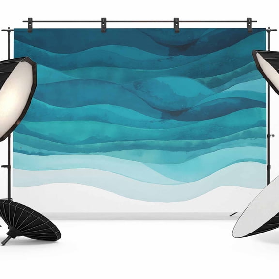 Turquoise Gradient Backdrop for Photography, Abstract Ocean Wave Photo Backdrop Portrait Background Party Banner Photo Backgrounds for Studio Booth Props, 7x5ft