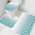 thumbnail image 1 of Turquoise Gradient Bathroom Rugs Set Morocco Trellis Non Slip Absorbent Soft Bath Mats 3 Piece Set with Bathroom Rug, U-Shaped Floor Mat, Toilet Seat Cover Small Size, 1 of 9