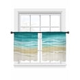 thumbnail image 1 of Turquoise Gradient Beach Sheer Curtains 2 Panels Set Abstracts Seaside Ocean Wave Coastal Sheer Window Curtains Light Filtering Rod Pocket Voile Drapes for Bedroom Living Room 52"x54", 1 of 8