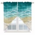 thumbnail image 1 of Turquoise Gradient Beach Swag Valances for Windows 2 Pack Abstracts Seaside Ocean Wave Coastal Swag Kitchen Curtains 45 Inches Long Rod Pocket Short Window Treatment for Kitchen Bathroom 36"x45", 1 of 9