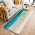 thumbnail image 1 of Turquoise Gradient Beach Washable Runner Rugs 2'x6', Abstracts Seaside Ocean Wave Coastal Low Pile Throw Entryway Rug Non-Slip Sturdy Edge Binding Carpet for Indoor Bedside Entrance Bedside, 1 of 9