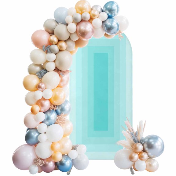 Turquoise Gradient Squares Arch Backdrop Cover 7.2 FT Softness Layers Zen Geometric Stretchy Elastic Arch Stand Covers Spandex Arched Background Birthday Wedding Party Decoration (No Stand)