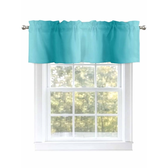 Turquoise Gradient Valances for Windows Abstract Texture Modern Simple Kitchen Valance Curtain Rod Pocket Small Curtains for Cafe Bathroom Laundry Basement 42" x 18"