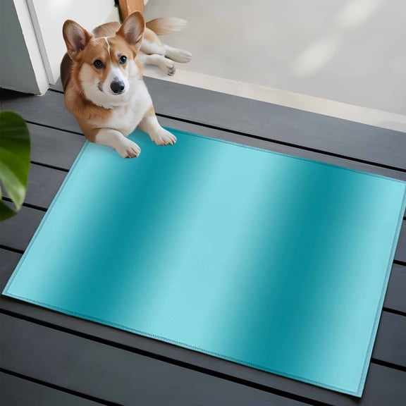 Turquoise Gradient Washable Area Rug 2x3 Abstract Texture Modern Simple Low-Profile Area Rugs with Non Slip Backing Indoor Floor Carpet for Entrance Living Room Bedroom Home Office