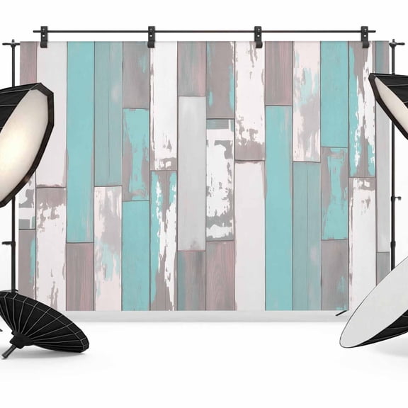 Turquoise Gray Backdrop for Photography,Fabric Photo Background Backdrop,Country Retro Mottled Texture Wood Grain Photo Booth Background for Portrait Photoshoot Video Wedding Decoration Banner 10x8ft