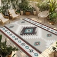 thumbnail image 1 of Turquoise Gray Boho Outdoor Rug 4x6 Ft - Reversible Patio Rug Outdoor Camping Rugs, Southwestern Ethnic Geometric Washable Indoor Outdoor Area Rugs, Non-Slip Outdoor Carpet Runner for Deck/Porch, 1 of 8