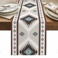 thumbnail image 1 of Turquoise Gray Boho Table Runner - 48 Inch Long, Kitchen Dining Table Runner Dresser Scarves, Southwestern Ethnic Geometric Farmhouse Decor for Coffee Tables Wedding Party Banquet, 1 of 8