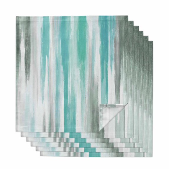 Turquoise Gray Cloth Napkins, Farmhouse Abstract Gradient Aesthetic Washable and Reusable Dinner Napkins Set of 6, Table Napkin for Kitchen Party Birthday Wedding Hotel Housewarming 20"x20"