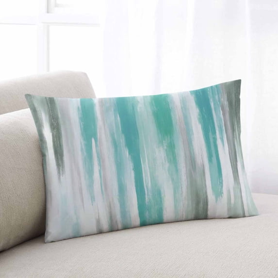 Turquoise Gray Lumar Pillow Covers, Farmhouse Abstract Gradient Aesthetic Soft Breathable Throw Pillow Cases with Invisible Zipper, Decorative Pillowcase Pillows Protectors for Sofa Bed Chair 16"x24"