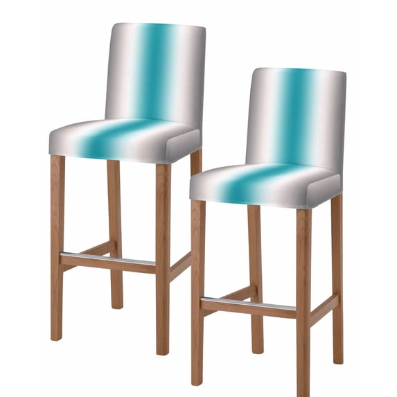 Turquoise Gray Ombre Bar Stool Covers Set of 2, Farmhouse Teal Gradient Modern Art Stretch Washable Bar Chair Covers with Backs, Removable Pub Counter Height Chair Cover for Kitchen Dining Room Cafe