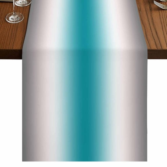 Turquoise Gray Ombre Short Table Runner 36 Inches Long,Farmhouse Teal Gradient Modern Art Cotton Linen Table Runners Dresser Scarves,Tabletop Scarf Furniture Cover for Home Dinner Party Decor 13"x36"