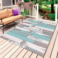 thumbnail image 1 of Turquoise Gray Outdoor Rug for Patio/Deck/Porch, Non-Slip Large Area Rug 3 x 5 Ft, Country Retro Mottled Texture Wood Grain Indoor Outdoor Rugs Washable Area Rugs, Camping Rug Carpet Runner, 1 of 8