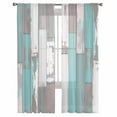 thumbnail image 1 of Turquoise Gray Semi Sheer Curtains 108 Inch Length 2 Panels Set, Country Retro Mottled Texture Wood Grain Sheer Kitchen Curtain Privacy Voile Window Curtain for Living Room Bedroom Rod Pocket Drapes, 1 of 7
