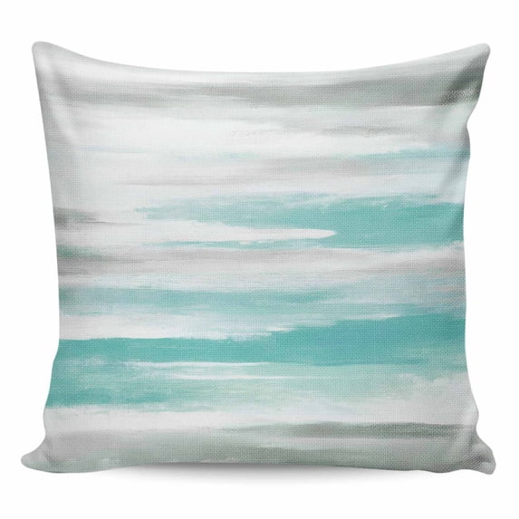 Turquoise Gray White Pillow Covers 16x16 Inch Decorative Throw Pillow Cover, Country Abstract Ombre Mottled Sofa Pillowcases Accent Cushion Case Home Decor Bedroom Living Room