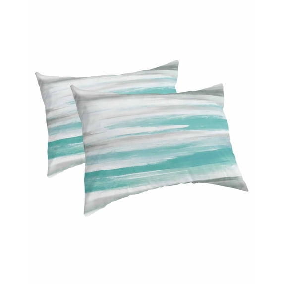 Turquoise Gray White Pillow Covers Queen Size 2 Pack, Country Abstract Ombre Mottled Soft Bed Throw Pillowcases Breathable Cooling Long Lumbar Body Pillow Sham Cover for Bed Sofa 20''x30''