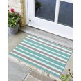 Turquoise Gray and White Stripe Bath Rugs Entrance Non Slip Front Door