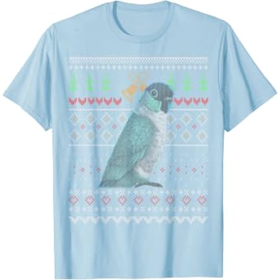 Turquoise Green Cheeked Conure Parrot Ugly Christmas T-Shirt