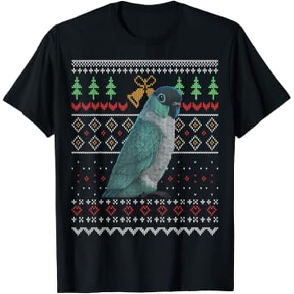 Turquoise Green Cheeked Conure Parrot Ugly Christmas T-Shirt