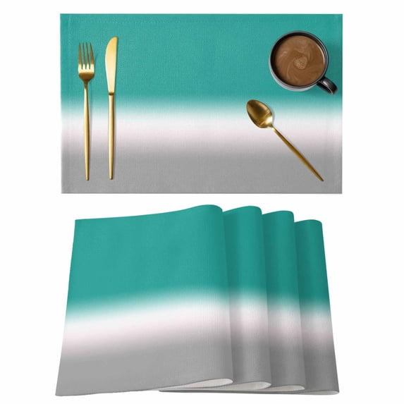 Turquoise Green Grey Ombre Placemats Set of 4 Gradient Gradual Color Place Mats Table Mats Kitchen Dining Home Outdoor Party Table Decoration
