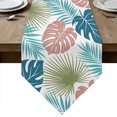 thumbnail image 1 of Turquoise Green Palm Leaves Table Runner Linen Burlap Table Runner 90 Inches Long Tropical Botanical Summer Dresser Scarves for Kitchen Island Coffee Dining Room Party Wedding Holiday Decor 13"x90", 1 of 8