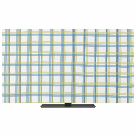 Turquoise Green Plaid TV Dust Cover,Stretchable TV Screen Desktop Computer Protector Cover,Abstract Minimalistic Geometric Grid Television Dustproof Slipcover for 19–24 Inch Flat or Curved TVs