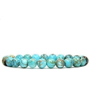 Turquoise Green Sea Sediment Jasper Gemstone 8mm Round Beads Stretch Bracelet 7 Inch Unisex