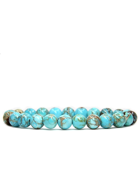 Turquoise Green Sea Sediment Jasper Gemstone 8mm Round Beads Stretch Bracelet 7 Inch Unisex
