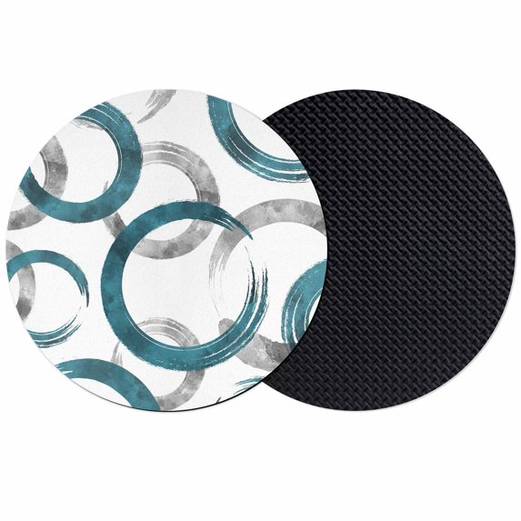 Turquoise Grey Coasters Set of 2, Absorbent Coasters for Drinks, Geometric Circle Modern Abstract Simple Art Coaster for Desk Coffee Table Protection, Home Decor House Warming Gifts 4"