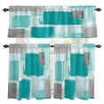 thumbnail image 1 of Turquoise Grey Ombre Kitchen Curtains Sets for Windows 36 Inch Length, Farmhouse Abstract Mottled Art Rod Pocket Window Treatments Tier Curtains and Valances Set for Bedroom/Bathroom, 1 of 8