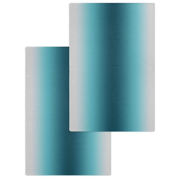 Turquoise Grey Ombre Kitchen Dish Towels for Drying Dishes Set of 2, Farmhouse Gradient Minimalist Waffle Weave Microfiber Hand Tea Bathroom Towels Quick Dry & Absorbent Towel 15.7x23.6