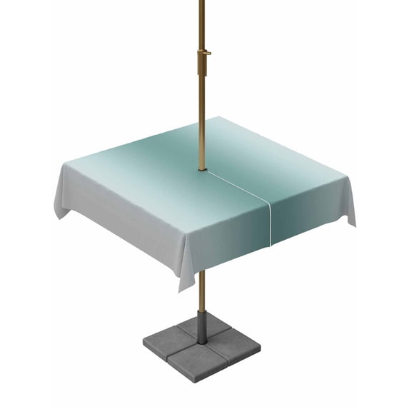 Turquoise Grey Ombre Outdoor Tablecloth with Umbrella Hole, Modern Abstract Art Gradient Spillproof Waterproof Outdoor Table Cover, Patio Tablecloths for Party/Garden/Picnic, Square 54"x54"