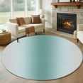 thumbnail image 1 of Turquoise Grey Ombre Round Rugs 6ft, Modern Abstract Art Gradient Non Slip Washable Rug Runner, Low Pile Indoor Floor Carpet Mat Bathroom Rugs for Living Room, Bedroom, Kids Room, 1 of 9