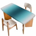 thumbnail image 1 of Turquoise Grey Ombre Table Cloths for 6 Foot Rectangle Tables, Farmhouse Gradient Minimalist Patio Waterproof Elastic Fitted Tablecloths, Washable Rectangular Table Cover for Camping, 1 of 8