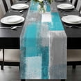 thumbnail image 1 of Turquoise Grey Ombre Table Runner 120 Inches Long, Abstract Vintage Oil Painting Kitchen Coffee Dining Table Decoration for Home Party Birthday Wedding Home Decor 13x120 Inches, 1 of 8