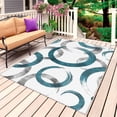 thumbnail image 1 of Turquoise Grey Outdoor Rug for Patio/Deck/Porch, Non-Slip Large Area Rug 4 x 6 Ft, Geometric Circle Modern Abstract Simple Art Indoor Outdoor Rugs Washable Area Rugs, Camping Rug Carpet Runner, 1 of 8