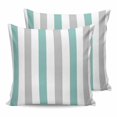 thumbnail image 1 of Turquoise Grey Stripe 24x24 Pillow Covers Set of 2, Modern Farmhouse Vertical Striped Throw Pillow Covers Decorative Couch Cushion Case, Microfiber Square Pillowcases for Bedroom Car Living Room, 1 of 7