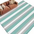 thumbnail image 1 of Turquoise Grey Stripe Area&nbsp;Rug 5x7ft Abstract Non-Slip&nbsp;Washable Square&nbsp;Rugs Soft Felt Indoor Floor Mat for Bedroom Kitchen Living Room Bathroom, 1 of 9
