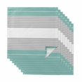 thumbnail image 1 of Turquoise Grey Stripe Cloth Napkins, Modern Art Horizontal Striped Washable and Reusable Dinner Napkins Set of 8, Table Napkin for Kitchen Party Birthday Wedding Hotel Housewarming 20"x20", 1 of 9